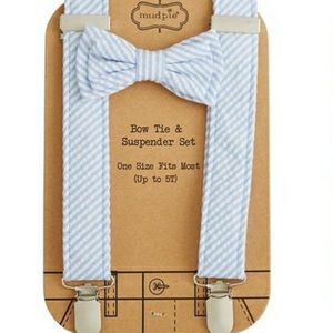 Mud Pie Seersucker Bow Tie and Suspender  Set